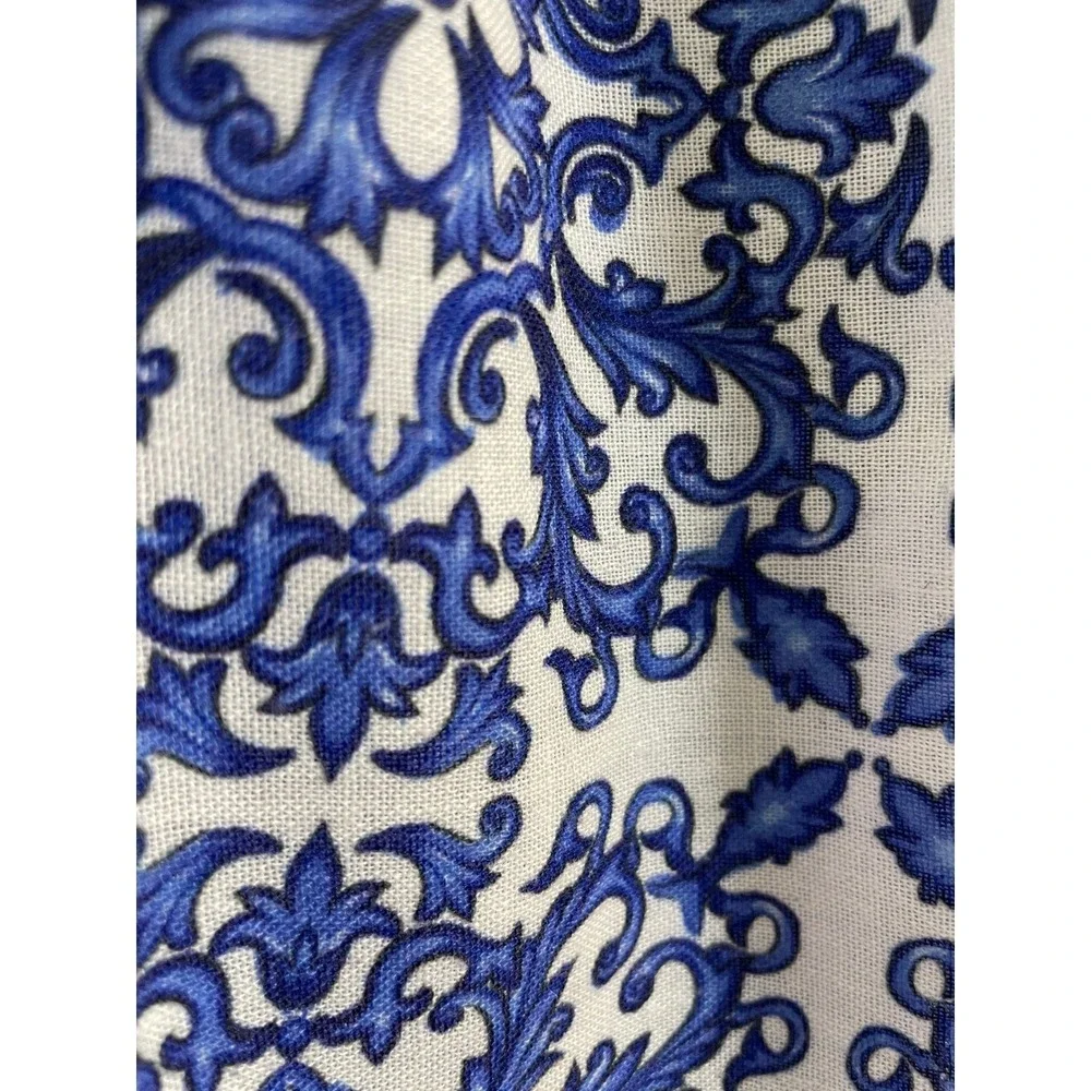 BSB Collection Blue White Majolica Print Tiered Ruffle Maxi Skirt Womens 42 US 6